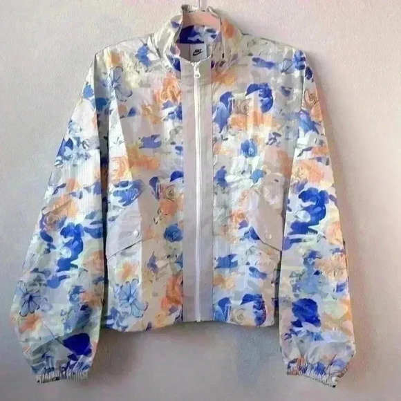NIKE- Nike Sportswear Womens Woven Floral Track Jacket Windbreaker Sz M - Picture 4 of 12
